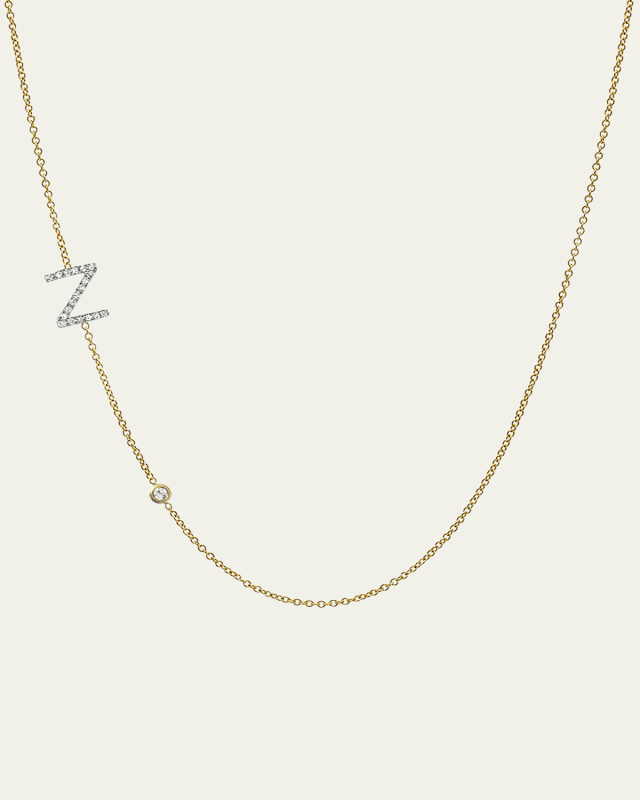 14K Yellow Gold Diamond Initial Z Necklace